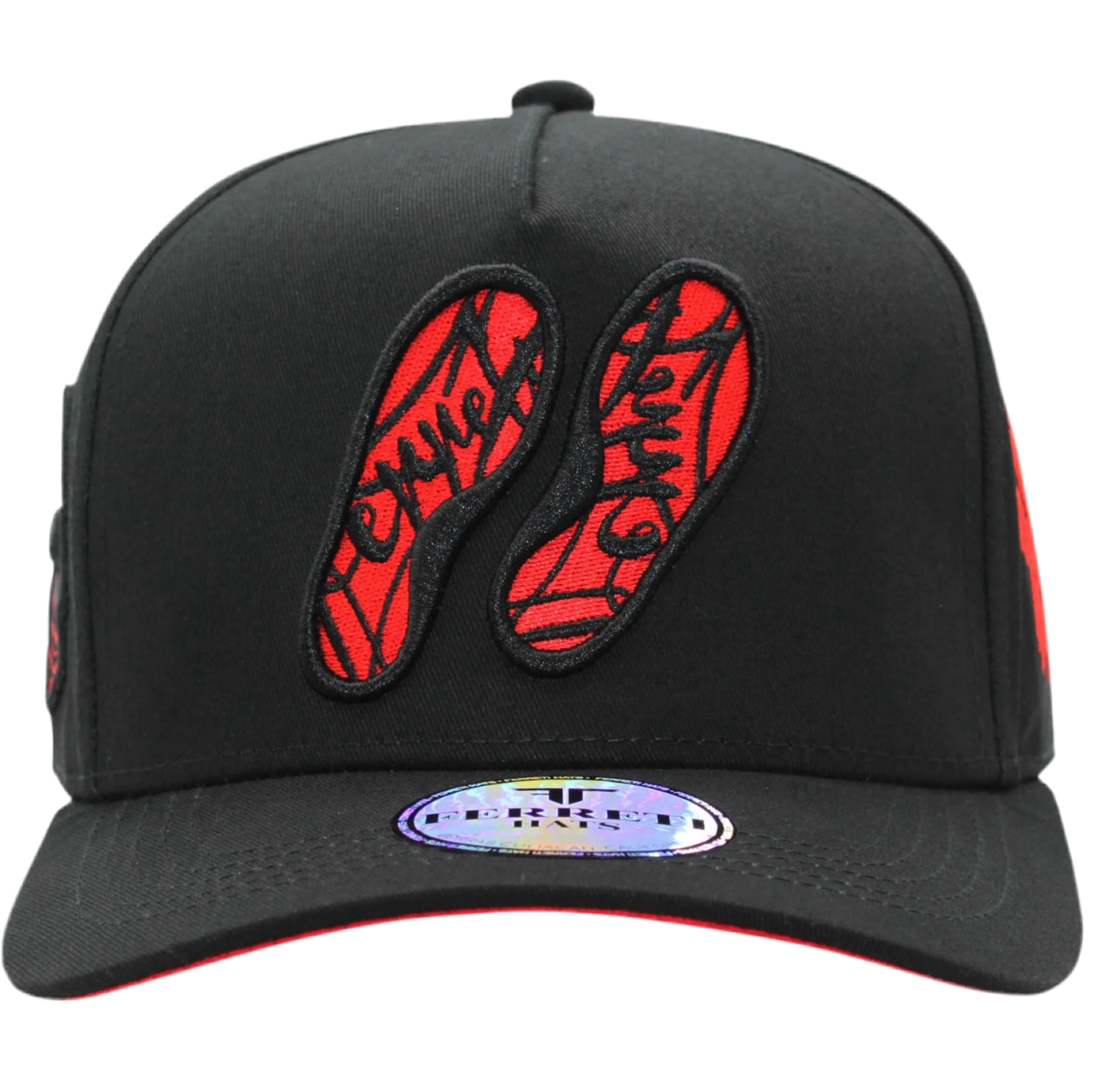 FERRETI HATS Negro Suelita Roja